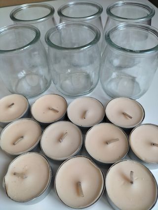 Lote velas y tarros cristal