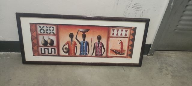 Marcos madera oscura  con lámina- Arte tribal