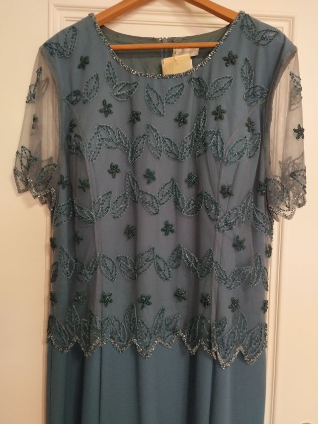 Vestido madrina CAVOTINE, pedrería azul