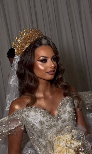 Vestido novia gitana - Blanco y dorado