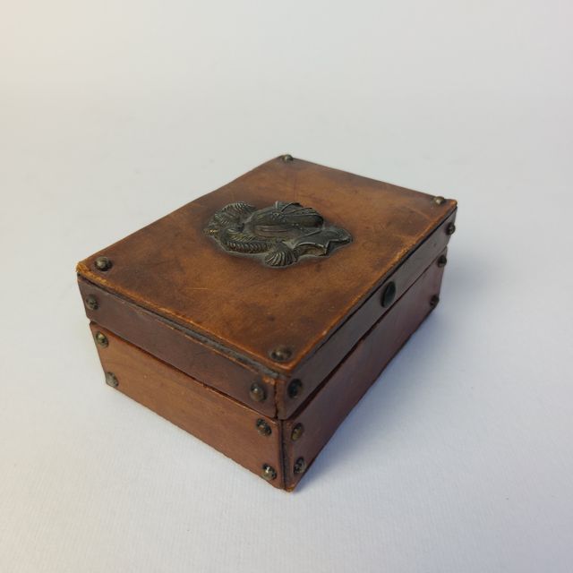 Scatola vintage pelle legno