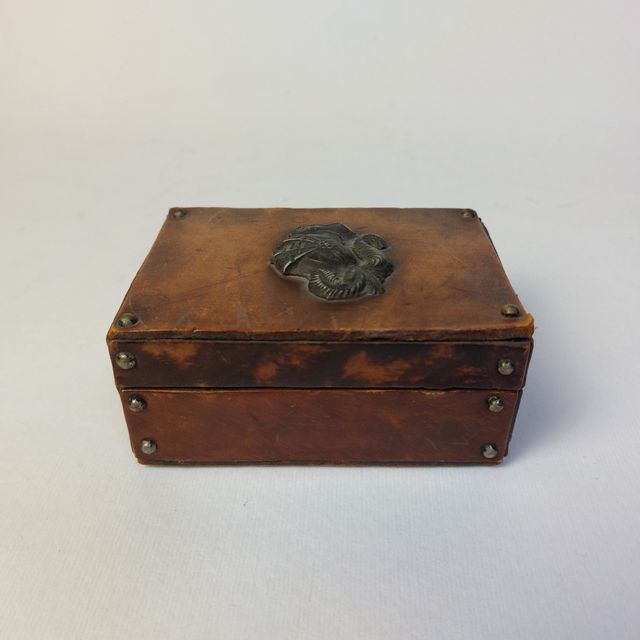 Scatola vintage pelle legno