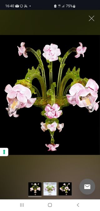 Applique Murano vetro rosa-verde