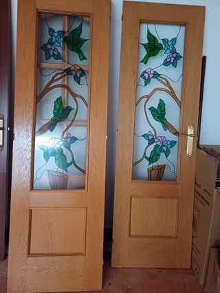 Puertas madera artesanales 2uds