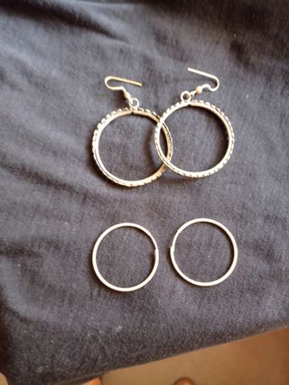 Pendientes argolla plata - 2 pares