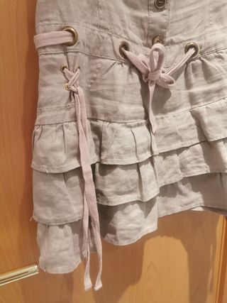 Vestido beige volantes talla M