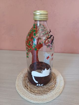 Bottiglia dipinta a mano con LED