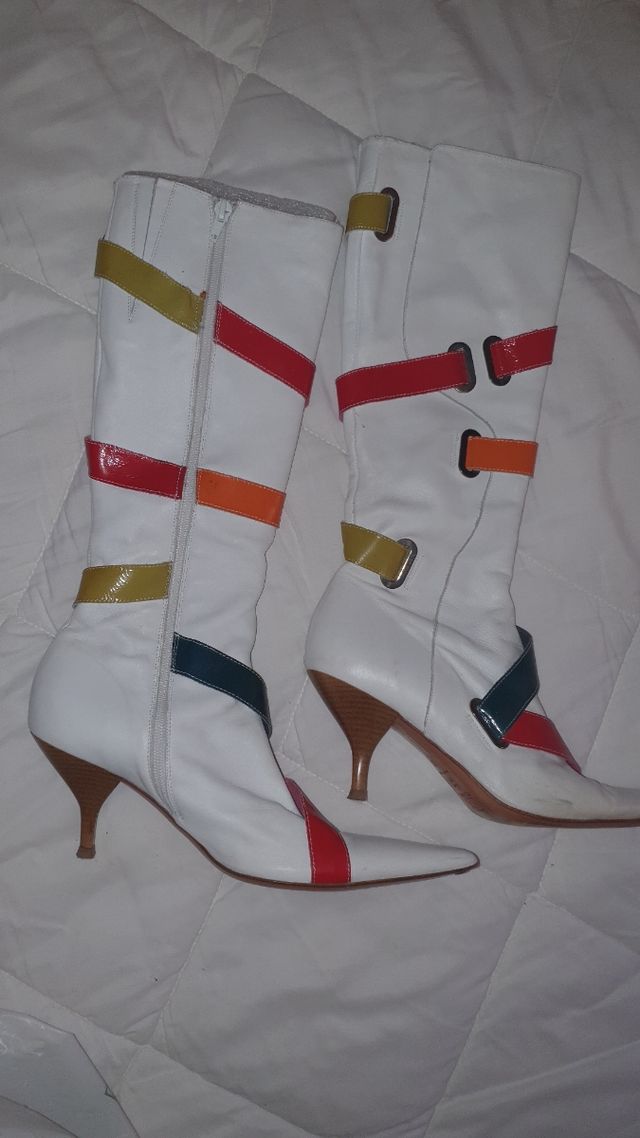 Botas piel caña alta blancas multicolor - 4colore