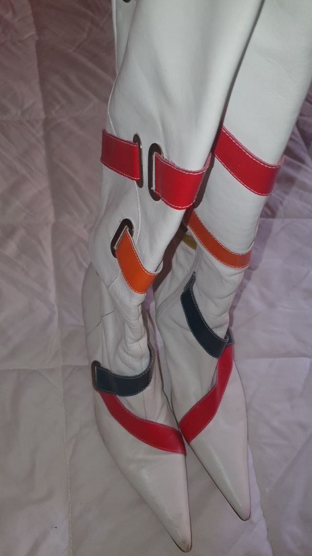 Botas piel caña alta blancas multicolor - 4colore