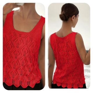 Top rojo de punto XL