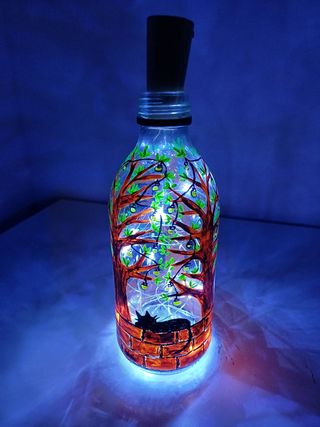Lampada Bottiglia Decorata a Mano