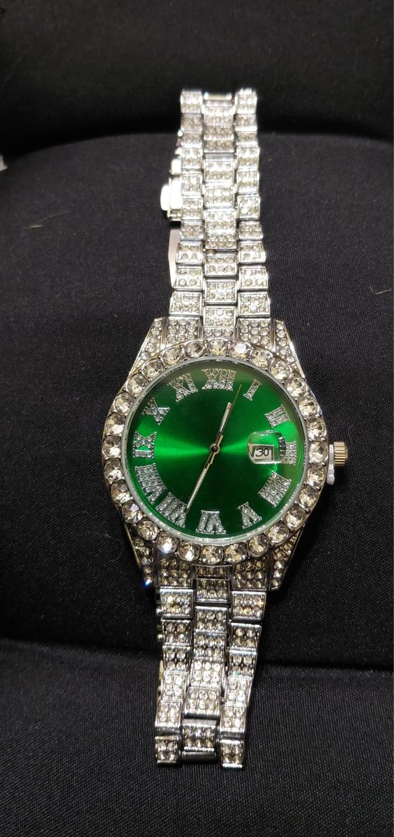 Orologio mosaico effetto diamanti verde | nuovo