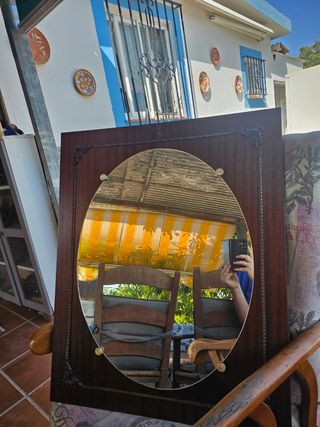 Espejo ovalado madera marrón