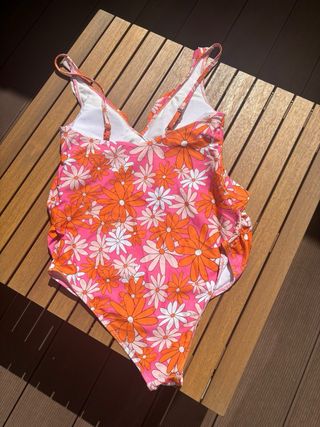 Bañador premamá flores naranja rosa