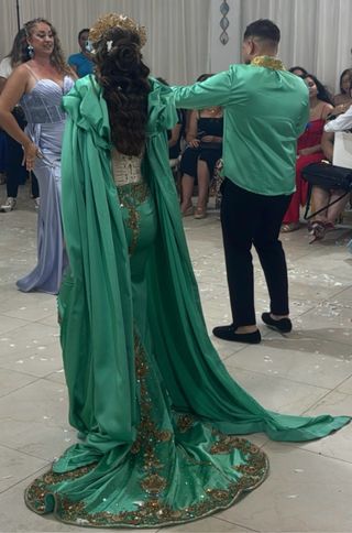 Vestido gitano boda - verde esmeralda