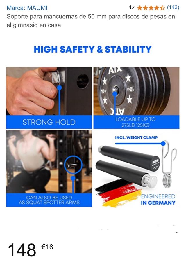 2 Soportes almacenamiento de pesas Alta Calidad