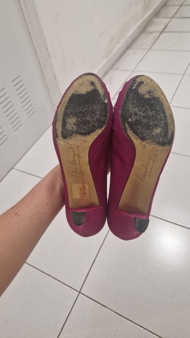 Zapatos fucsia tacón bajo 36
