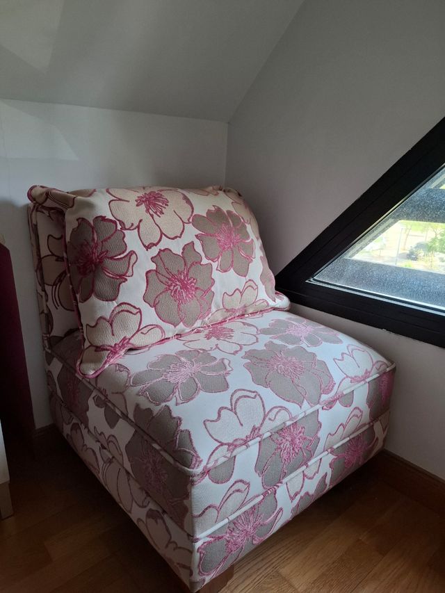 Sillón individual - Beige y Rosa