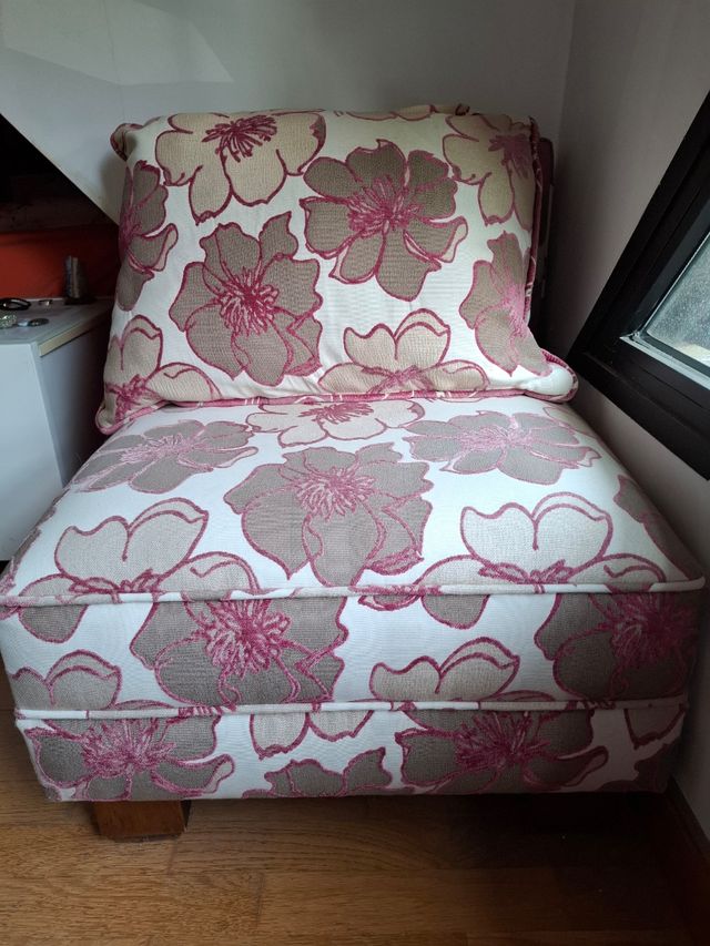 Sillón individual - Beige y Rosa