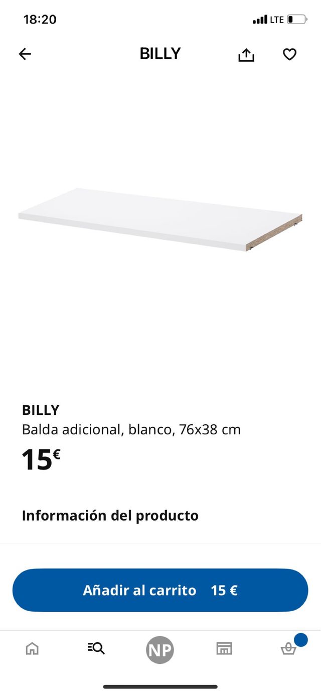 3 Baldas BILLY blancas 76x38 cm