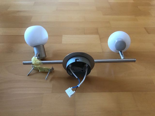 Lampara 2 luces metal blanco