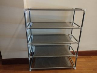 Zapatero gris metálico - 5 niveles