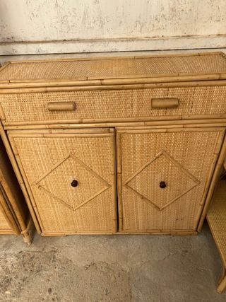 Aparador vintage mimbre y bambú artesanal