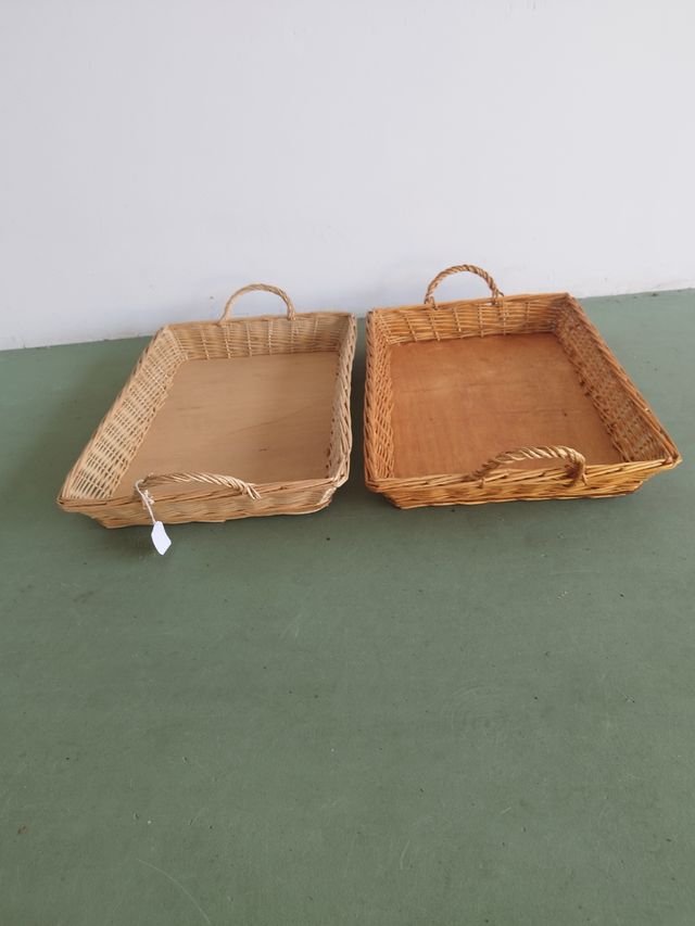 Bandejas mimbre - Madera