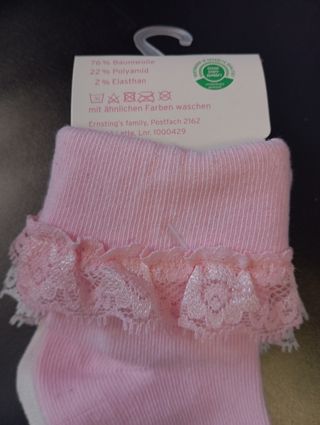 Calze neonata pizzo rosa e bianco