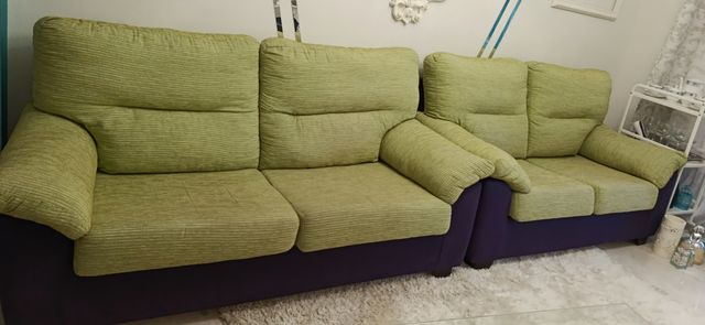Sofá 3+2 plazas - Verde & Morado