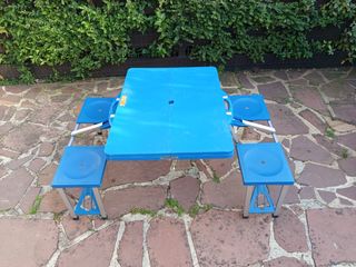 Mesa camping plegable 4 sillas
