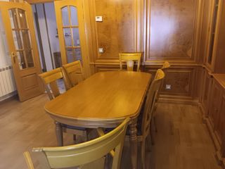 Conjunto Comedor Madera Roble:  6 sillas + mesa