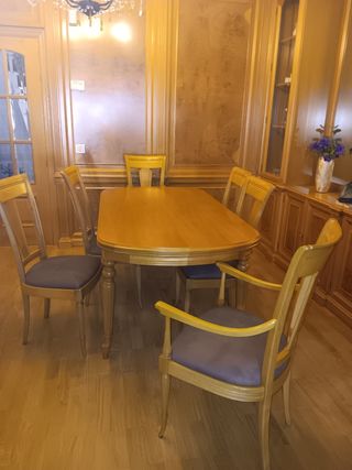 Conjunto Comedor Madera Roble:  6 sillas + mesa