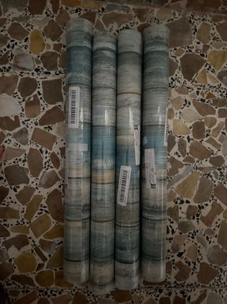 Papel pintado madera azul - 3 rollos