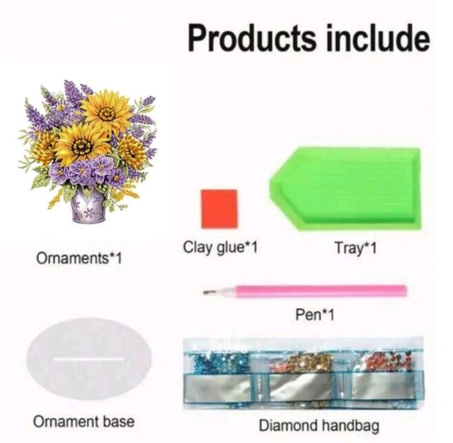 Figura diamond painting- Jarrón de flores.