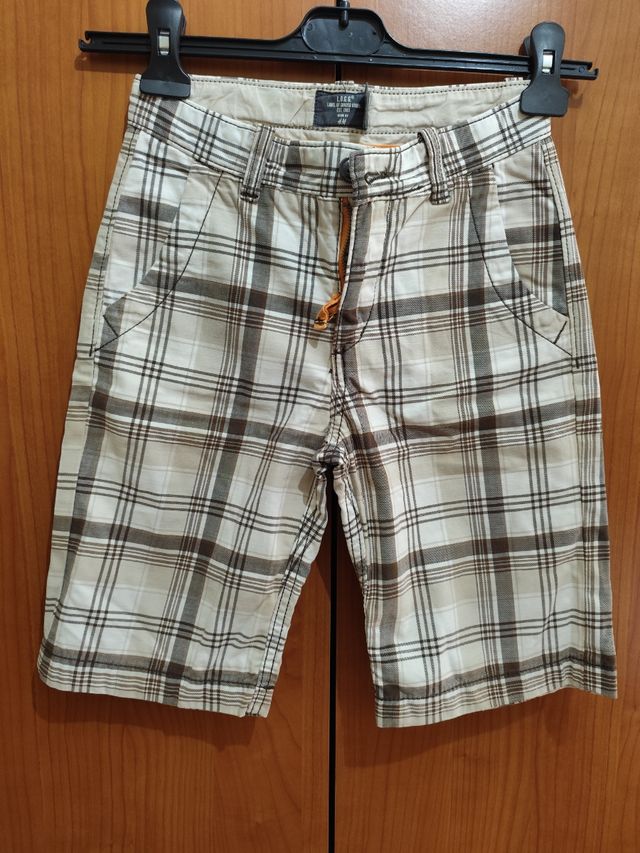 Shorts niño cuadros beige-marrón.Talla ES 128cm