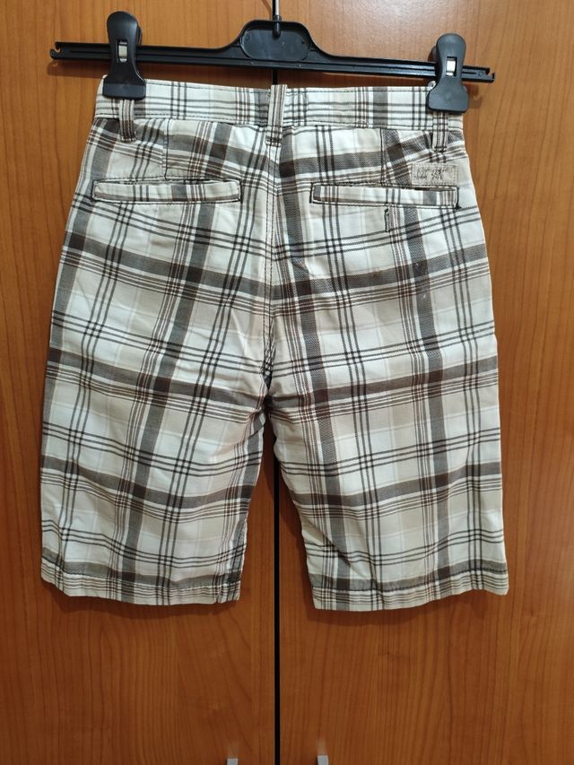 Shorts niño cuadros beige-marrón.Talla ES 128cm