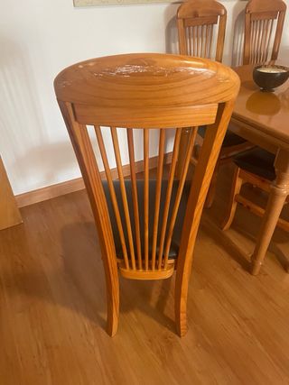 6 sillas comedor madera-piel