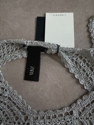 Top crochet Zara plateado