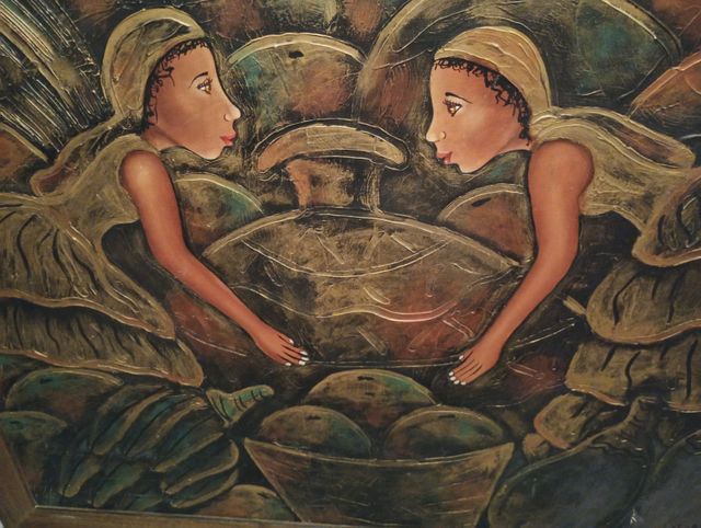 Cuadro pintado a mano - Niñas y frutas