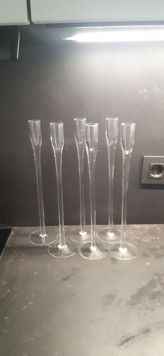 6 Elegantes candelabros de vidrio