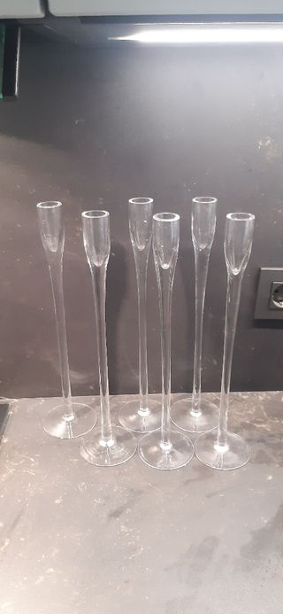 6 Elegantes candelabros de vidrio