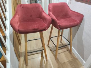 2 Sillas altas terciopelo burdeos