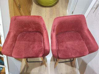 2 Sillas altas terciopelo burdeos