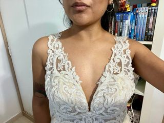 Vestido novia beige y blanco TOP