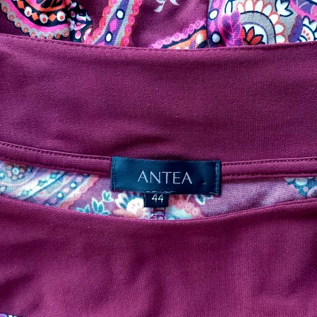 Vestido burdeos estampado de Antea 