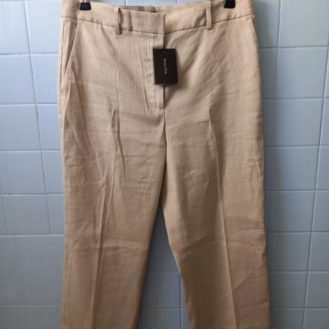 Pantalón Massimo Dutti lino beige