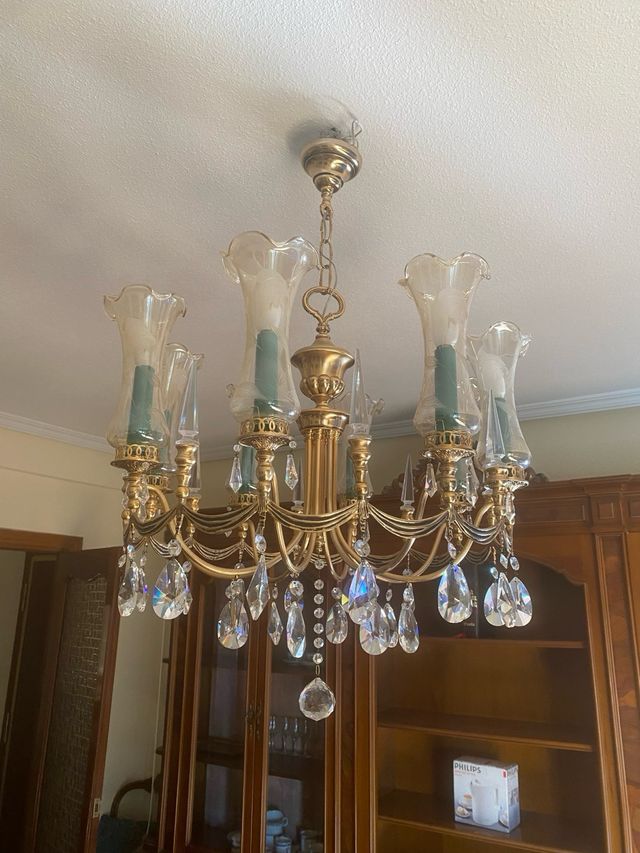 Lampara Clasica Dorada y verde.