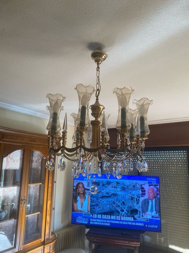 Lampara Clasica Dorada y verde.