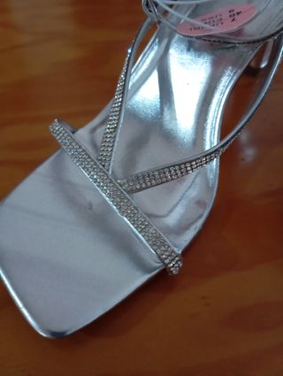 Sandalias Plata Brillantes